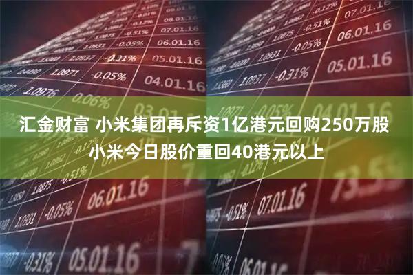 汇金财富 小米集团再斥资1亿港元回购250万股 小米今日股价重回40港元以上